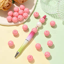 丸型シリコンビーズ30個  DIYの看護ネックレス用  焦点ビーズ  パールピンク  15mm  穴：2mm&nbsp;SIL-SZ0004-23E