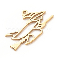 ハロウィン 201 ステンレス ペンダント  魔女  ゴールドカラー  13x23x1mm  穴：1.5mm&nbsp;STAS-G258-07G
