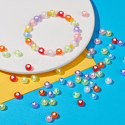 400個8色透明アクリルビーズ  白いハートのフラットラウンド  ミックスカラー  7x3.5mm  穴：1.8mm  6.5グラム  約50PCS /カラー&nbsp;TACR-YW0001-44