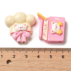 ドーナツ/クマ/ミルク不透明樹脂デコデンカボション  混合図形  ミックスカラー  19~27x22~26x8~9mm&nbsp;CRES-B019-10