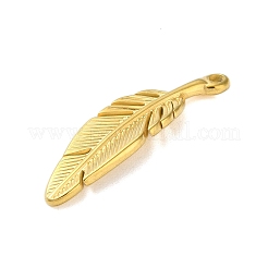 304ステンレスペンダント  フェザーチャーム  ゴールドカラー  34x10x3mm  穴：1.6mm&nbsp;STAS-G338-13G