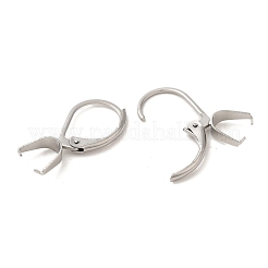 304ステンレススチールフレンチフックピアス金具  アイスピックピンチベイル付き  ステンレス鋼色  21x10x3mm&nbsp;STAS-U025-01P-01
