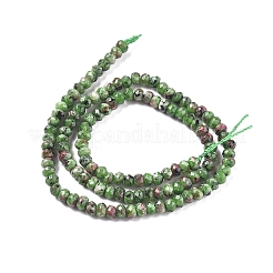 染め天然マレーシアジェイド翡翠ロンデルビーズ連売り  多面カット  ライムグリーン  4x2~3mm  穴：1mm  約110~115個/連  14インチ&nbsp;G-E316-2x4mm-43