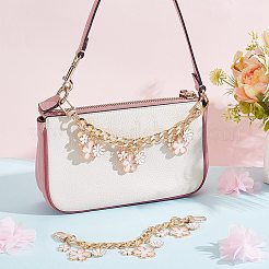 アルミカーブチェーンバッグエクステンダーチェーン  花の合金エナメルと留め具付き  バッグ交換用アクセサリー  ゴールドカラー  ピンク  207mm  2個/セット&nbsp;AJEW-PH01576