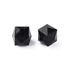 透明なアクリルビーズ  多面カット  キューブ  ブラック  10x11x11mm  穴：2mm  約670個/500g&nbsp;MACR-S373-132-B12