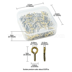 500本の鉄ネジアイピンペグベイル  片穴パーツ用  ミックスカラー  10x5x1.2mm  穴：2.8mm&nbsp;IFIN-YW0001-66