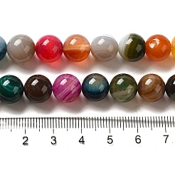 天然縞瑪瑙/バンデットアゲート丸ビーズ連売り  染め  ミックスカラー  10mm  穴：1mm  約38個/連  14.96インチ&nbsp;G-E234-16