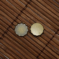 9.5~10mmフラットラウンドDIYの写真真鍮カボション作りのためのクリアドーム型のガラスカボションカバー  カドミウムフリー＆ニッケルフリー＆鉛フリー  アンティークブロンズ  カボションのセッティング：11ミリ  トレイ：10mm&nbsp;DIY-X0103-AB-NR