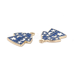 ライトゴールドトーン合金エナメルチャーム  月と星のチャームが付いた服  藤紫色  23x19x1.5mm  穴：2mm&nbsp;ENAM-P247-12KCG
