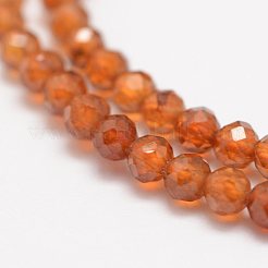 天然石ガーネットビーズ連売り  多面カット  ラウンド  3mm  穴：0.5~0.6mm  約127~135個/連  15.3~15.7インチ（39~40cm）&nbsp;G-F460-47