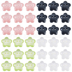 40本4色2穴レジンボタン  花  ミックスカラー  11x11x4mm  穴：1.5mm  10個/カラー&nbsp;BUTT-TA0001-43