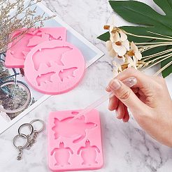 動物をテーマにしたDIYキーホルダー作りキット  ペンダントシリコンモールド付き  レジン型  鉄のキーホルダーリングと鉄の丸カン  ピンク  99~120x
81~84x6~7mm&nbsp;DIY-OC0001-52