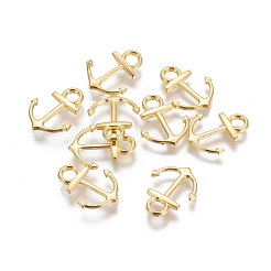 合金ペンダント  カドミウムフリー＆鉛フリー  アンカー  ゴールドカラー  19x15x2mm  穴：3mm&nbsp;PALLOY-2493-G-LF