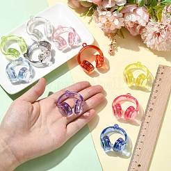 10個 10色 UVメッキ透明アクリルパーツ  イヤホン型チャーム  ミックスカラー  42x38x20mm  穴：3mm  1個/スタイル&nbsp;TACR-FS0001-72