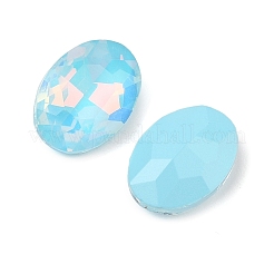 ガラスカボション  多面カット  オーバル  シアン  14x10x5mm  36個/セット&nbsp;GLAA-N0028-06A