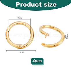 4 個 925 スターリングシルバーオープン丸カン  ゴールドカラー  12x2.3mm&nbsp;STER-PH0003-18