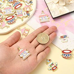30 個 5 スタイルサーカステーマ合金エナメルペンダント  ライトゴールド  ピエロ/サーカスの太鼓/メリーゴーランド/テント  ミックスカラー  17~30x20~25x1.5mm  穴：1.6mm  6個/スタイル&nbsp;ENAM-CJ0004-78