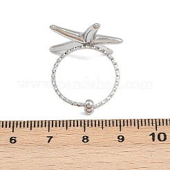 304ステンレススチール製調節可能な女性用オープンカフリング  ヒトデ  ステンレス鋼色  23x21mm  内径: 調節可能&nbsp;RJEW-K303-01P