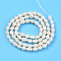 天然養殖淡水パールビーズ連売り  ライス  乳白色  4~5x3~4mm  穴：0.5mm  約36~37個/連  6.50~6.69''（16.5~17センチメートル）&nbsp;PEAR-N012-03S-01