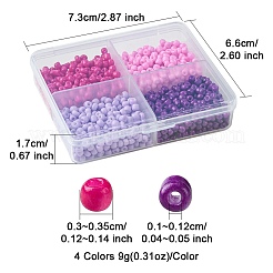 800色ベーキングペイントガラスラウンドシードビーズ4個  パープル  3~3.5mm  穴：2mm  200個/カラー&nbsp;SEED-FS0001-21A