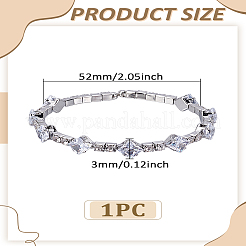 女性用合金パヴェキュービックジルコニアオープンカフバングル1個  菱形  内径：2インチ（5.2cm）&nbsp;BJEW-LP0003-42A