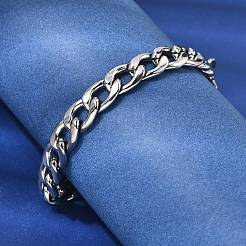 男性用201ステンレススチールカーブチェーンブレスレット  ステンレス鋼色  8.74インチ（22.2cm）&nbsp;STAS-T077-22B-01P