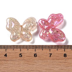 UVメッキ＆クラックル透明アクリルビーズ  ミックスカラー  蝶  18x21x6.5mm  穴：1.8mm&nbsp;OACR-G033-04C