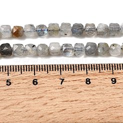 天然石ラブラドライトビーズ連売り  キューブ  多面カット  5x5x5mm  穴：1mm  約83個/連  15.16''（38.5センチメートル）&nbsp;G-D358-A01