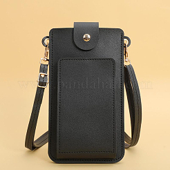 PUイミテーションレザークロスボディバッグ  レディースバッグ  長方形  ブラック  19.3x12.5x1.2cm&nbsp;AJEW-CL0004-86B