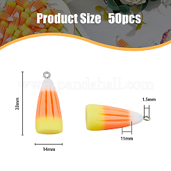 キャンディコーンハロウィンアクリルパーツ50個  鉄のパーツと  オレンジ  33x14x11mm  穴：1.5mm&nbsp;SACR-DC0001-11