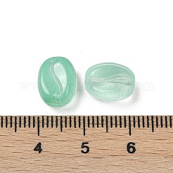 透明ガラスビーズ  コー​​ヒー豆  焼き付け塗料  ミディアムアクアマリン  11x8.5x6.5mm  穴：1mm&nbsp;LS-DGLA-E004-15L