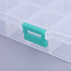 オーガナイザー収納プラスチックボックス  調整可能な仕切りボックス  長方形  ホワイト  16.5x10.8x3cm  コンパートメント：3x2.5センチメートル  18区画/ボックス&nbsp;X-CON-X0002-03