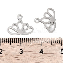変色しない316サージカルステンレススチールチャーム  レーザー切断  蓮のチャーム  ステンレス鋼色  10.5x13x1mm  穴：1.5mm&nbsp;STAS-C096-07P
