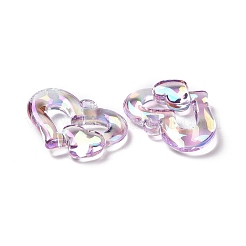 UVメッキレインボー虹色アクリルペンダント  ハートチャーム  ミックスカラー  34x27x6mm  穴：2.8mm&nbsp;PACR-H001-09