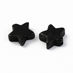 塗装天然木ビーズ  無鉛の  スター  ブラック  14x15.5x6mm  穴：1.2mm&nbsp;WOOD-T021-41B