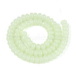模造ヒスイのガラスビーズ  ロンデル  薄緑  8~8.5x4.5~5mm  穴：1.2mm  約75~77個/連  14.96インチ（38cm）&nbsp;GLAA-ZX008-8mm-17D