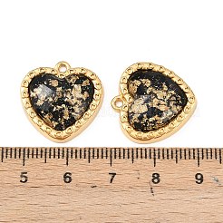 304ステンレスペンダント  エポキシ樹脂と金箔を使用  18KGP本金メッキ  PVD真空メッキ  ハート  20x19.5x6mm  穴：1.5mm&nbsp;STAS-C158-13C-G