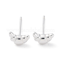 925スターリングシルバースタンドピアス  クロワッサン  925銀メッキ  4x6.5mm&nbsp;EJEW-R015-03S