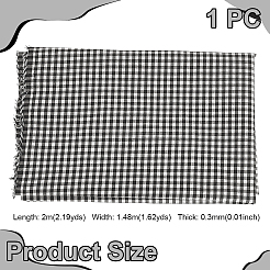 2mの綿タータン柄生地  服装アクセサリー  長方形  ブラック  1480x0.3mm&nbsp;DIY-GA0009-86A-02