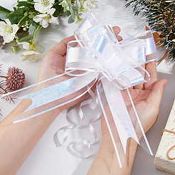 プラスチック製のプルボウ  結婚式、誕生日パーティー、車の装飾用のギフトリボン  ホワイト  750x50x1mm&nbsp;AJEW-WH0460-118A