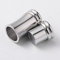 柱の真鍮のマグネットクラスプ、接着剤で端が付いています  カドミウムフリー＆ニッケルフリー＆鉛フリー  プラチナ  18x9mm  穴：6mm&nbsp;KK-F362-01-NR