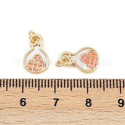 真鍮製エナメルチャーム  シェルと丸カン付き  ひょうたんチャーム  18KGP本金メッキ  13x8.5x2mm  穴：2.2mm&nbsp;KK-H078-15G