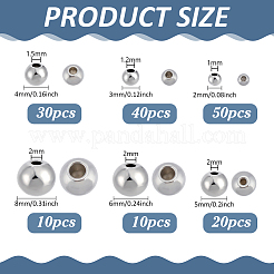 160個 6スタイル 304ステンレススチール 片穴ビーズ  ラウンド  半孔  ステンレス鋼色  2~8x1.5~8mm  穴：1~2mm&nbsp;FIND-PH0027-37