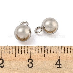 変色しない201ステンレススチールチャーム  丸いチャーム  ステンレス鋼色  9x6x6mm  穴：1.8mm&nbsp;STAS-O004-09D-P
