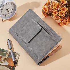 PUレザーブックカバー  ノートブックラップ  長方形  グレー  217x155x19mm&nbsp;AJEW-WH20010-24B