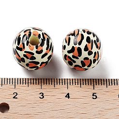 木材ヨーロッパのビーズ  大穴ビーズ  ヒョウ柄  チョコレート  15.5~16x14.5mm  穴：4mm&nbsp;WOOD-M011-03C