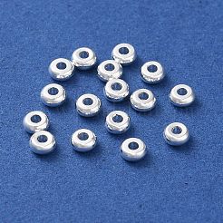 ラックメッキ真鍮スペーサービーズ  長持ちメッキ  鉛フリー＆カドミウムフリー  フラットラウンド  銀  3x1.5mm  穴：1mm&nbsp;X1-KKB-I709-02A-S