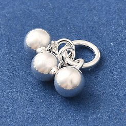 スターリングシルバー925個、丸いボールチャーム3個  丸カン付き  銀  6.5x4mm  穴：3mm&nbsp;STER-L066-03S