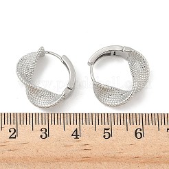 真鍮製フープピアス  ツイスト  プラチナメッキ  19.5x20x6.5mm&nbsp;EJEW-D320-08P