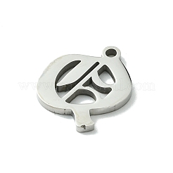 変色しない201ステンレススチールペンダント  ステンレス鋼色  古い頭文字のチャーム  文字Q  18x16x1.6mm  穴：1.8mm&nbsp;STAS-B055-01P-Q